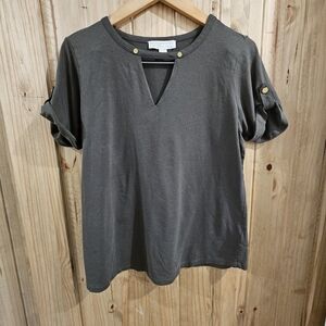Michael Kors Dark Green Short Sleeve Top